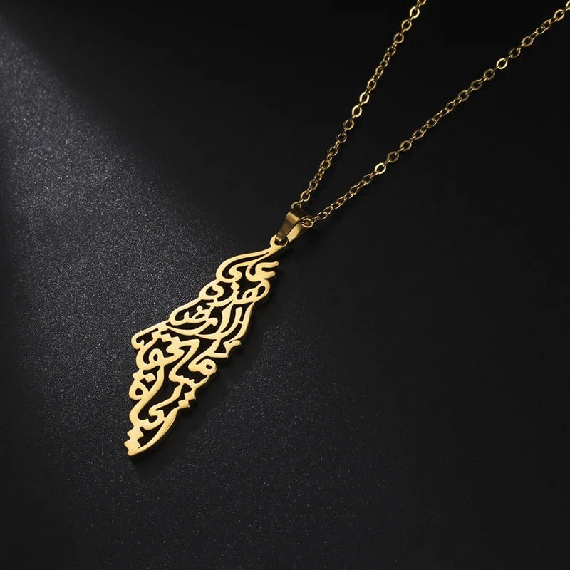 Arabic Calligraphy Palestine Pendant Necklace - Arabic Treasure