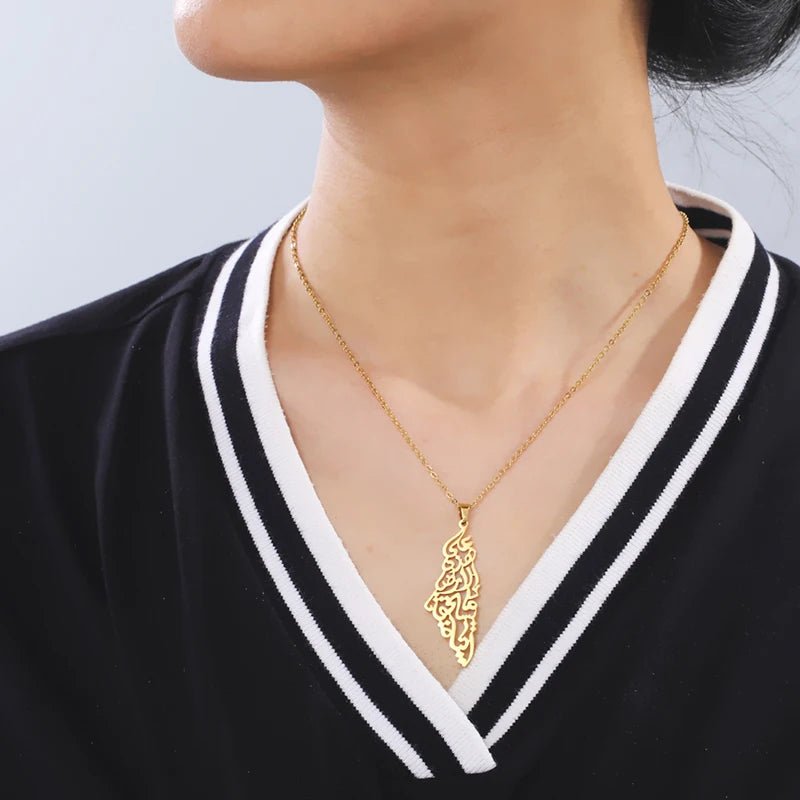 Arabic Calligraphy Palestine Pendant Necklace - Arabic Treasure