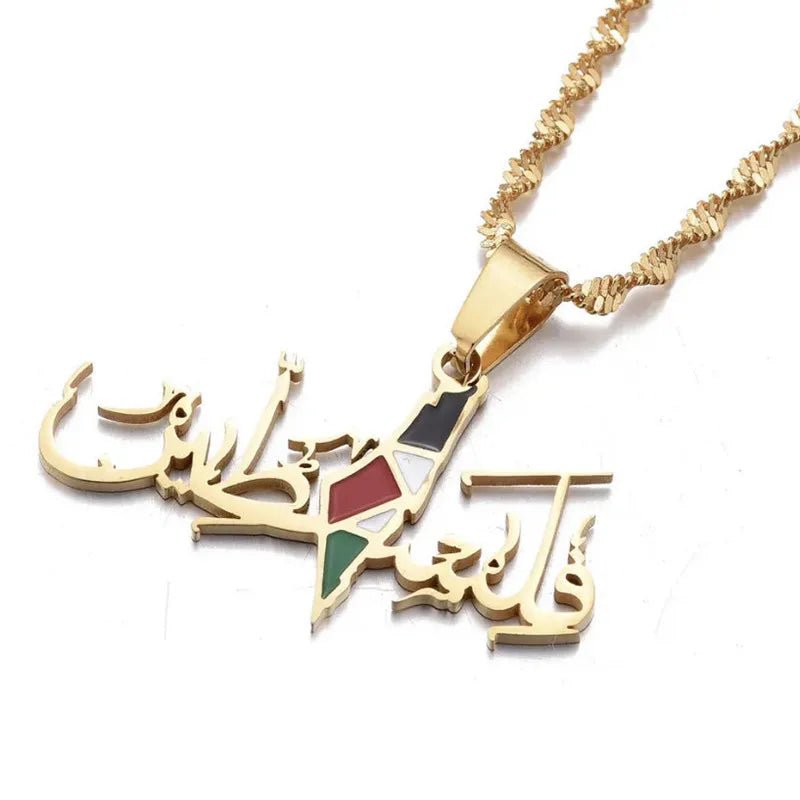 Palestine Stainless Steel Pendant Chain Necklace - Arabic Treasure