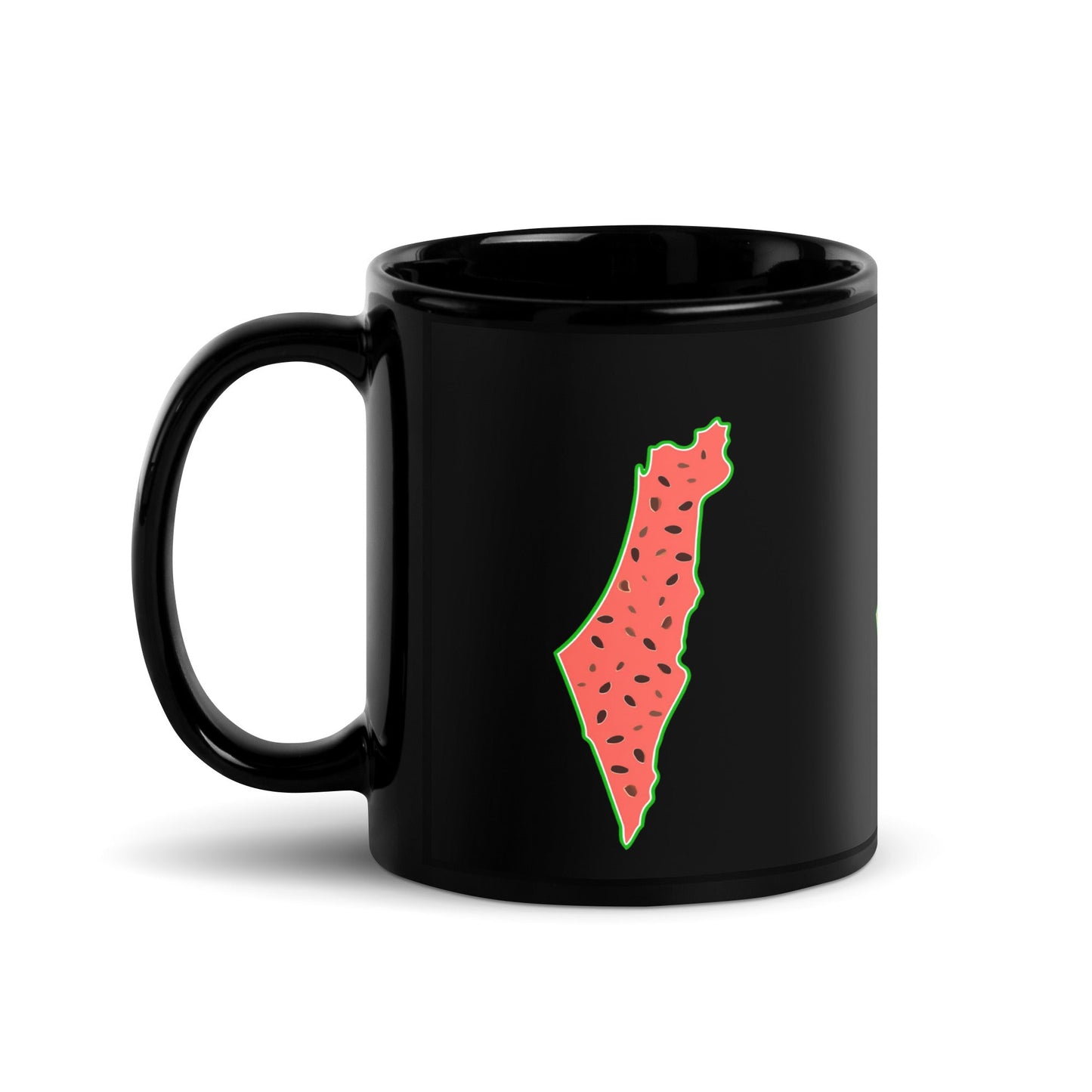 Palestine Map Watermelon Black Mug - Arabic Treasure