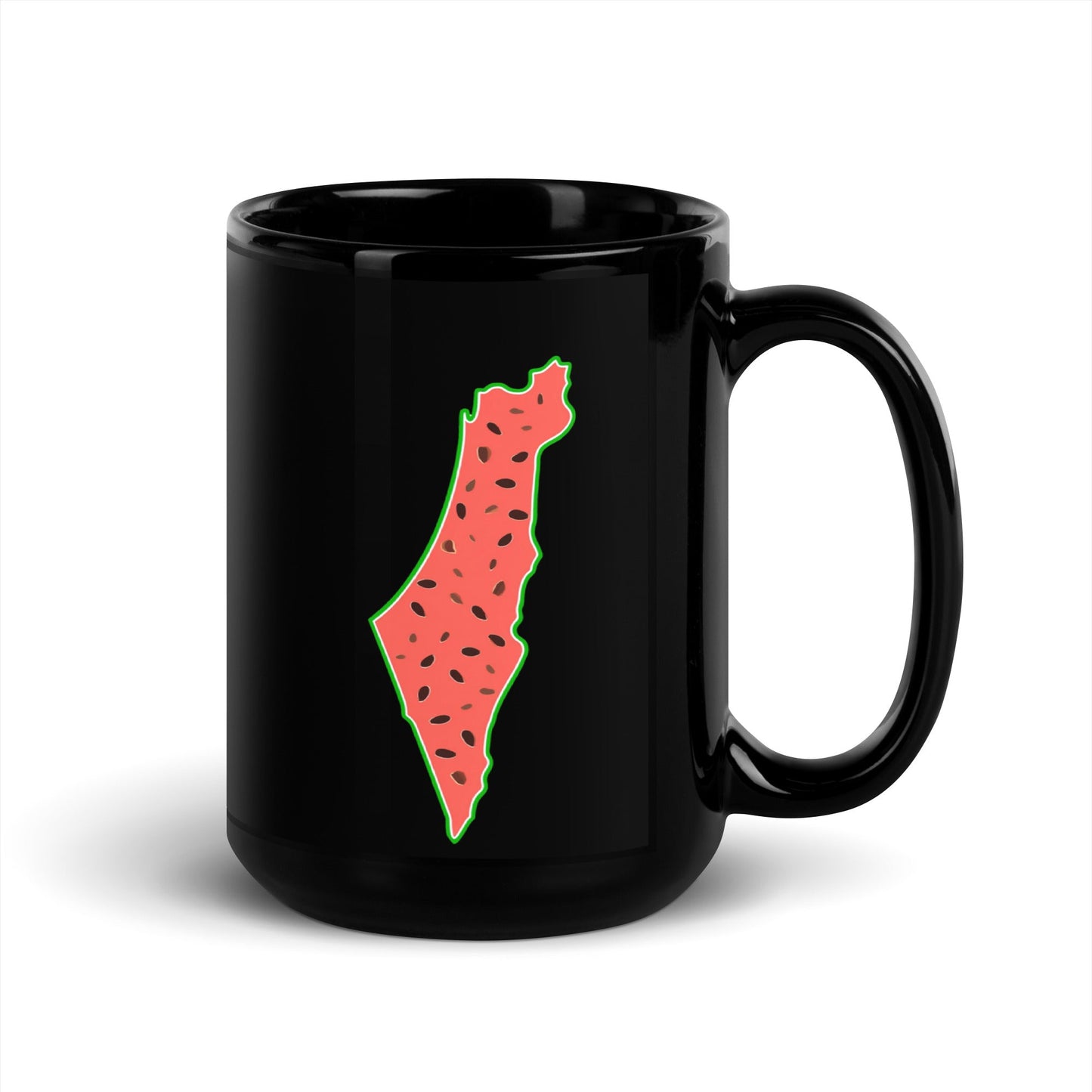 Palestine Map Watermelon Black Mug - Arabic Treasure