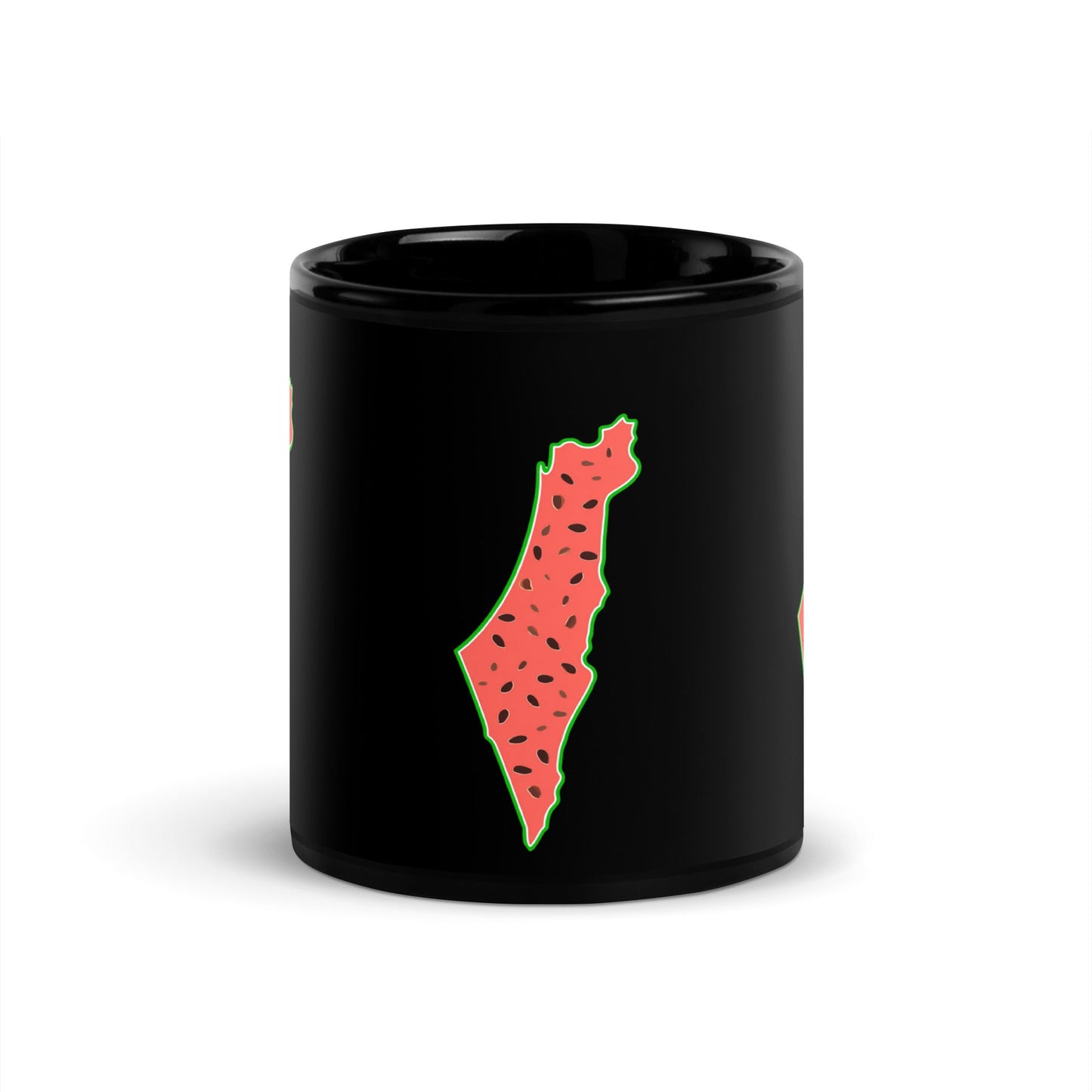 Palestine Map Watermelon Black Mug - Arabic Treasure