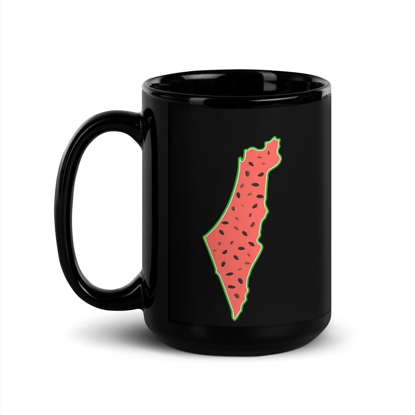 Palestine Map Watermelon Black Mug - Arabic Treasure