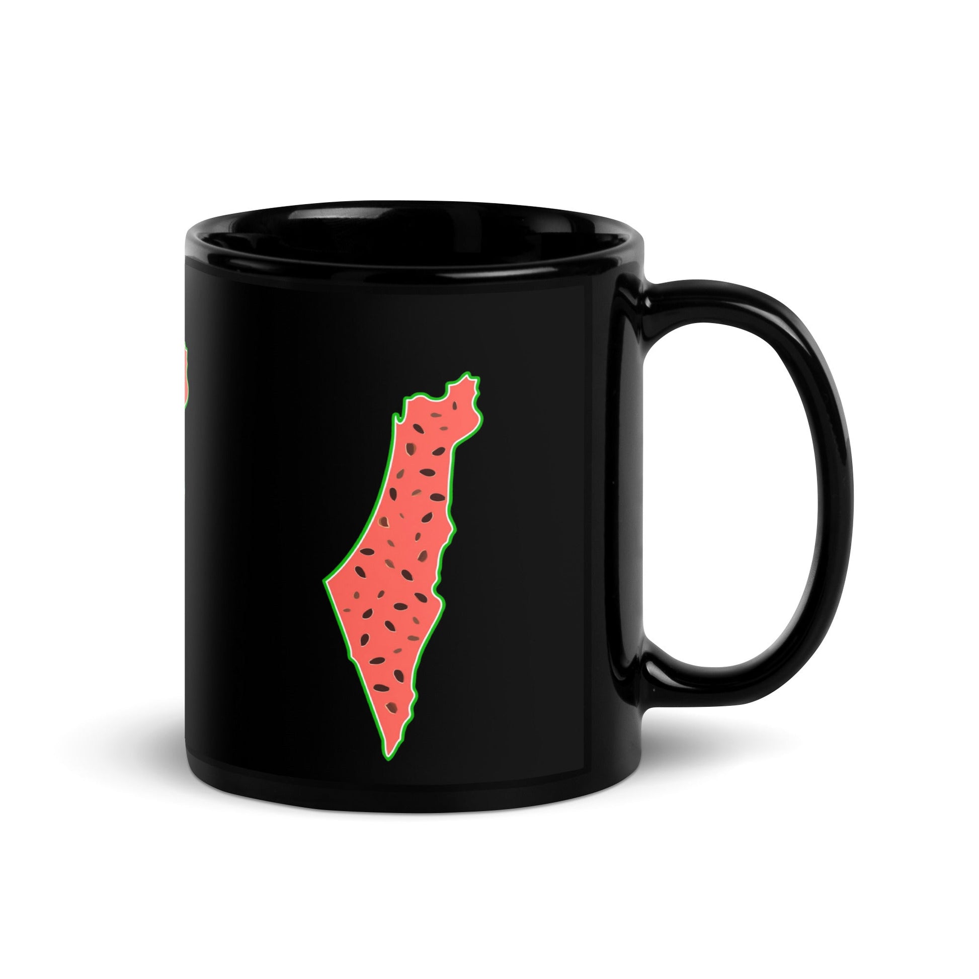 Palestine Map Watermelon Black Mug - Arabic Treasure