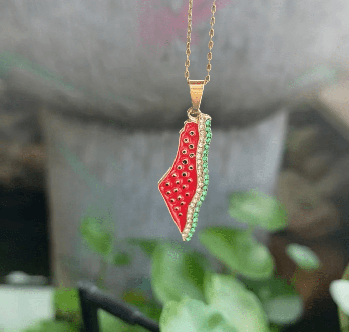 Palestine Map Watermelon Necklace - Arabic Treasure