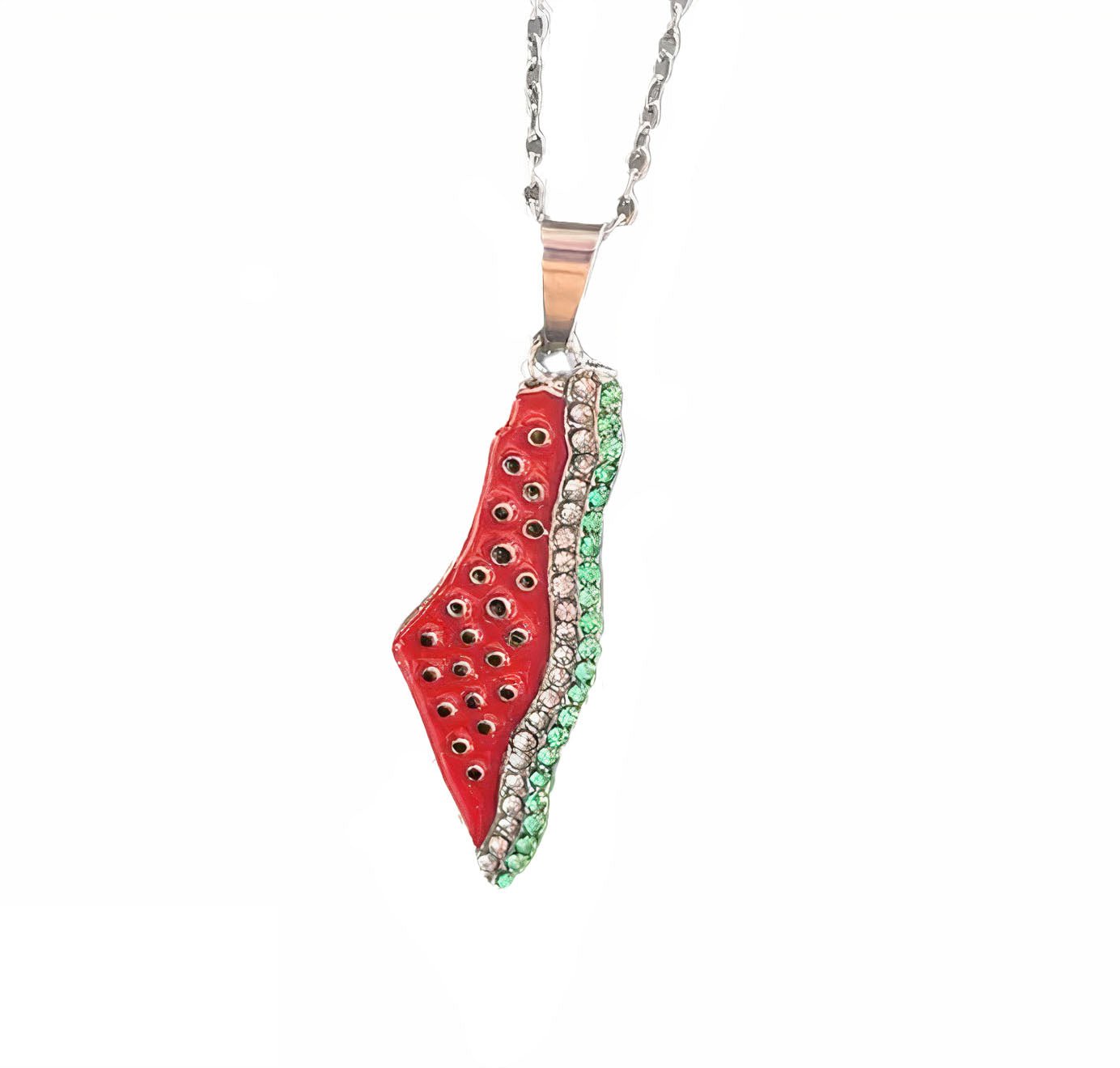 Palestine Map Watermelon Necklace - Arabic Treasure