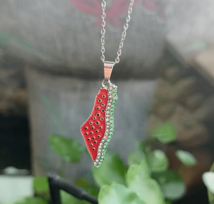 Palestine Map Watermelon Necklace - Arabic Treasure